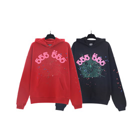 Sp5der 555555 Spiderweb Letter Foam Print Hoodie-4588  