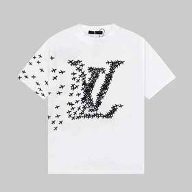 LV letter airplane print casual short-sleeved top T-shirt（33 styles)-1814