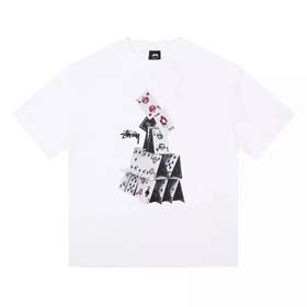 Stu playing cards print cotton short-sleeved T-shirt（39 styles)-1875